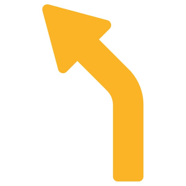 Identity Group Left Angled Arrow, Yellow, 15" 8610Y